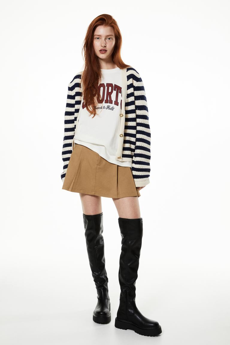 Pleated A-line Skirt